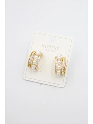 Aesco Incili Halka Küpe - Altın