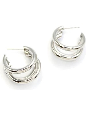 Aesco 3'lü Halka Küpe - Gümüş