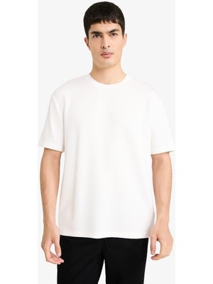 Defacto Erkek T-Shirt F9859AX/ER105 Ecru