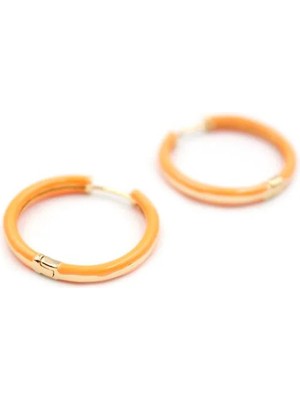 Aesco Mineli Halka Küpe - Turuncu