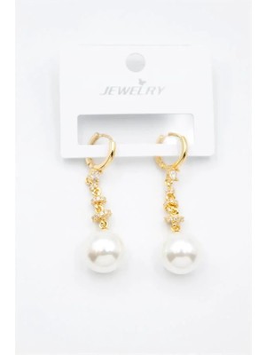 Aesco Taşlı Inci Küpe - Altın