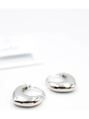 Aesco Oval Halka Küpe - Gümüş