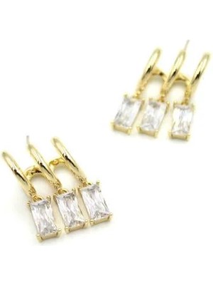 Aesco Baget Taşlı Küpe - Altın