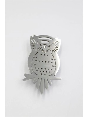 Aesco Çelik Baykuş Broş - Gümüş