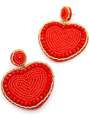 Aesco Kalp Boncuk Küpe - Kırmızı