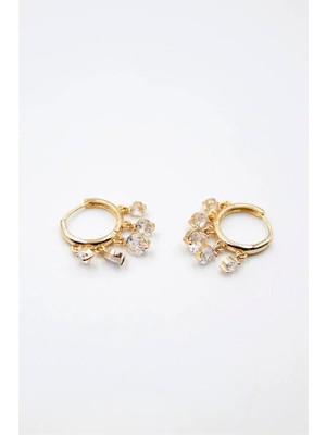 Aesco Yuvarlak Taşlı Shakira Küpe - Altın