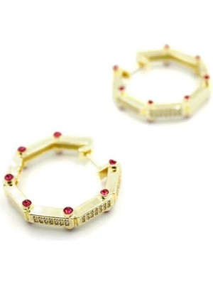 Aesco Taşlı Serenay  Küpe - Altın