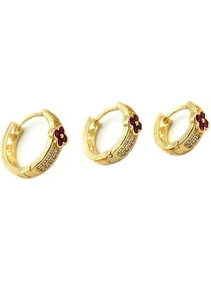 Aesco 3'lü Halka Küpe - Pembe