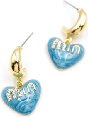 Aesco Mineli Kalp Küpe - Mavi