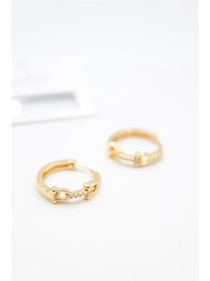 Aesco Taşlı Halka Küpe - Altın