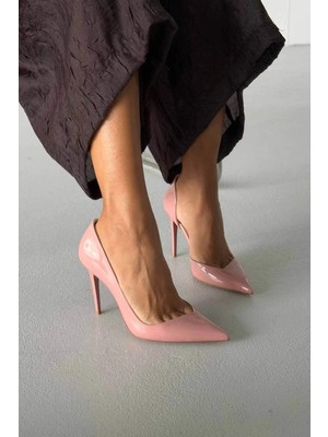 Ayakkabı Prensi Swag Pudra Rugan 10 cm Stiletto, Topuklu Ayakkabı Kadın