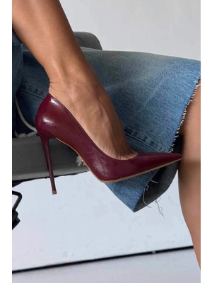 Ayakkabı Prensi Opra Bordo Rugan Stiletto, Topuklu Ayakkabı Kadın