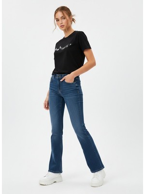 LTB Julıana Boru Paça Orta Bel Mid Indigo Jean Pantolon