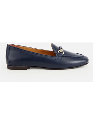 Hotiç Kadın Deri Lacivert Toka Detaylı Klasik Loafer