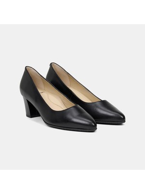 Kadın Siyah Desacomfort Deri Klasik Kalın Topuklu Ayakkabı