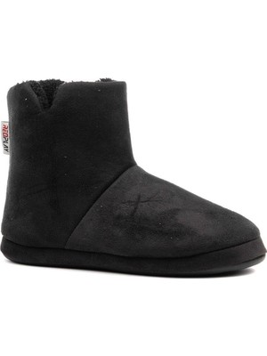 Redplay Erkek Siyah Süet Peluş  Ev Içi Panduf Ev Botu