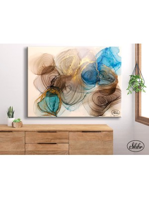 Şehber Tekli Yatay Kanvas Tablo Soyut Sanatsal Dekoratif Kanvas Duvar Tablosu