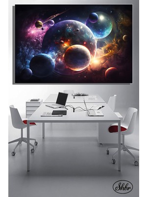 Şehber Tekli, Yatay, Kanvas, Dekoratif, Duvar, Tablosu , Soyut, Kozmik, Illüstrasyon,