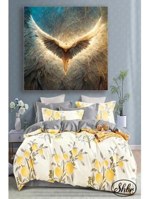 Şehber Tekli Kare Kanvas Duvar Tablosu Salon Yatak Odası Mutfak Kafe Ofis Anka Kuşu Illüstrasyon