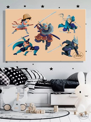 Şehber Tekli, Yatay, Kanvas, Dekoratif, Duvar, Tablosu , Ninja Kolleksiyonu, Çocuk, Oyun Odası,