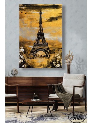 Şehber Tekli Dikey Kanvas Dekoratif Duvar Tablosu Salon Yatak Odası Mutfak Kafe Ofis Eyfel Kulesi