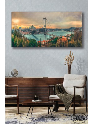 Şehber Tekli Yatay Kanvas Dekoratif Duvar Tablosu Salon Yatak Odası Mutfak Kafe Ofis Boğaz Köprüsü