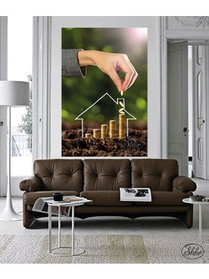 Şehber Tekli Dikey Kanvas Tablo Emlakçı, Emlak Ofisi, Inşaat, Gyo, Dekoratif Kanvas Duvar Tablosu