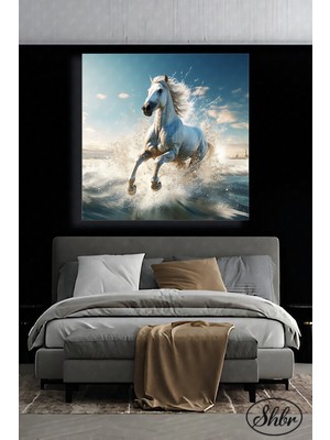 Şehber Tekli Kare Kanvas Dekoratif Duvar Tablosu Salon Yatak Odası Mutfak Kafe Ofis At Tablosu