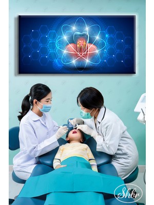 Şehber Tekli Yatay Kanvas Dekoratif Duvar Tablosu Dişçi Ağız ve Diş Sağlığı Poliklinik Hastahane