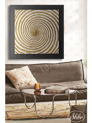 Şehber Tekli Kare Kanvas Duvar Tablosu Salon Yatak Odası Mutfak Kafe Ofis Gold Geometrik Desenler