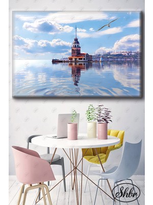 Şehber Tekli Yatay Dekoratif Kanvas Tablo Salon Yatak Odası Kafe Ofis Kız Kulesi Boğaz Manzara