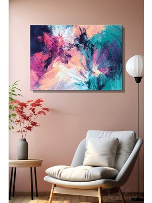Şehber Modern Soyut Renk Karnavalı Duvar Tablosu Yatay Kanvas Tekli Salon Mutfak Yatakodası