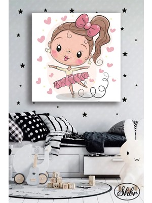 Şehber Tekli Kare Kanvas Dekoratif Duvar Tablosu Çocuk Oyun Odası Bebek Odası Dans Eden Balerin