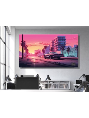 Şehber Tekli Yatay Kanvas Tablo, Retro Style Amerika, Dekoratif Kanvas Duvar Tablosu