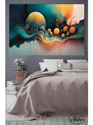 Şehber Tekli Yatay Kanvas Dekoratif Salon Yatak Odası Mutfak Duvar Tablosu Kozmik Illüstrasyon