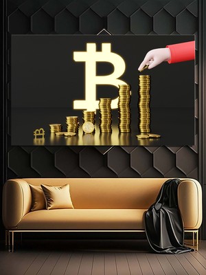 Şehber Tekli, Yatay, Kanvas, Dekoratif, Duvar, Tablosu, Kripto Para, Bitcoin, Borsa, Forex