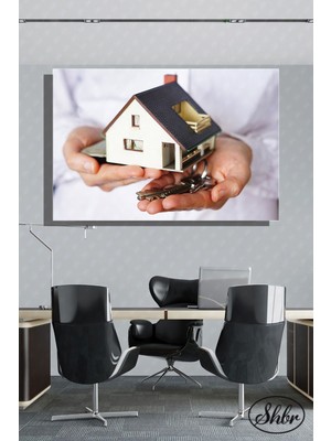 Şehber Tekli Yatay Kanvas Dekoratif Duvar Tablosu Emlakçı Emlak Ofisi Gyo Inşaat Firmaları