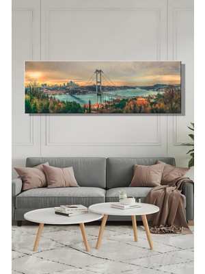 Şehber Istanbul Boğazı Manzara Dekoratif Kanvas Tablo Panaromik Yatay Duvar Dekoru Salon Mutfak Yatakodası