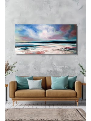 Şehber Yağlı Boya Efekt Soyut Manzara Kanvas Duvar Tablosu Yatay Tekli Salon Mutfak Yatakodası Ofis