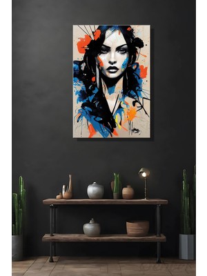 Şehber Profesyonel Grafiti Kız Temalı Kanvas Tablo Dikey Dekoratif Duvar Tablosu Salon Yatak Odası Ofis