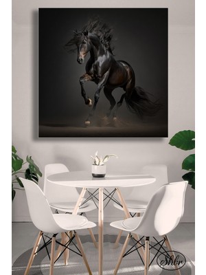 Şehber Tekli Kare Kanvas Dekoratif Duvar Tablosu Salon Yatak Odası Mutfak Kafe Ofis At Tablosu