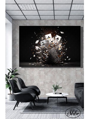 Şehber Tekli Yatay Kanvas Dekoratif Duvar Tablosu Texsas Poker Salon Tablosu