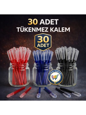 Nistabolje 30 Adet Büro Tükenmez Kalem(10 Mavi, 10 Kırmızı, 10 Siyah)