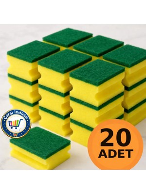 Nistabolje Ekonomik 20 Adet Klasik Bulaşık Süngeri Oluklu Brite Temizlik İçin Güçlü