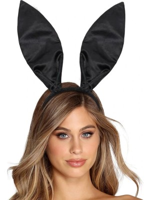 Pazarcan Mey Ithalat® Siyah Renk Saten Kaplama Şekil Verilebilir Tavşan Kulak Taç 35X11 cm