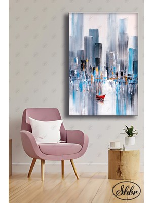 Şehber Tekli Dikey Dekoratif Kanvas Tablo Salon Yatak Odası Kafe Ofis Soyut Modern Tasarım