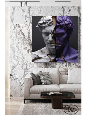 Şehber Tekli Kare Kanvas Salon Yatak Odası Mutfak Ofis Duvar Tablosu Mitoloji Heykel Illüstrasyon