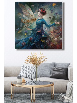 Şehber Tekli Kare Kanvas Duvar Tablosu Salon Yatak Odası Kafe Mutfak Ofis Soyut Kadın Illüstrasyon