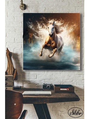 Şehber Tekli Kare Kanvas Dekoratif Duvar Tablosu Salon Yatak Odası Mutfak Kafe Ofis At Tablosu