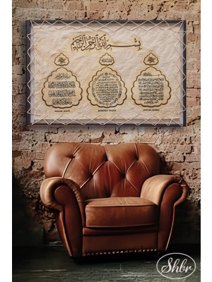 Şehber Tekli Yatay Kanvas Tablo Salon Yatak Odası Kafe Ofis Nazar Ayeti Bereket Duası Ayet El Kürsi